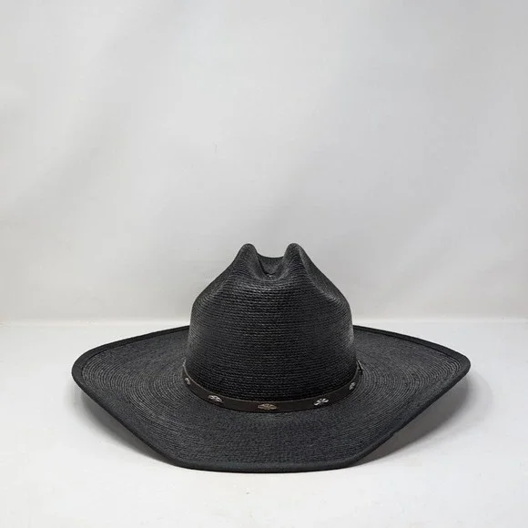 Wild Bill's 20X Straw Cowboy Hat Size 7 3/8 Black Palm Straw Western Wear - Picture 5 of 11